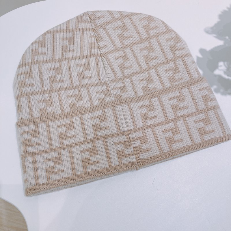 TW4818	Fendi 芬迪經典花紋帽子 Knit Cap Beanie 50Beige/White-4