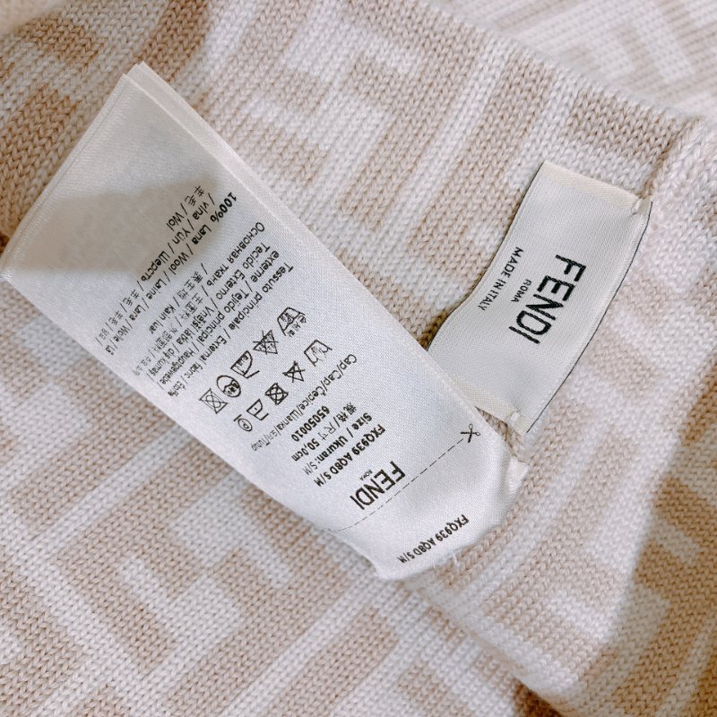 TW4818	Fendi 芬迪經典花紋帽子 Knit Cap Beanie 50Beige/White-5