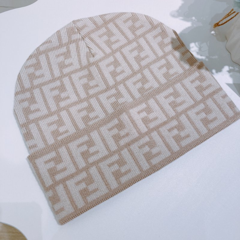 TW4818	Fendi 芬迪經典花紋帽子 Knit Cap Beanie 50Beige/White-7