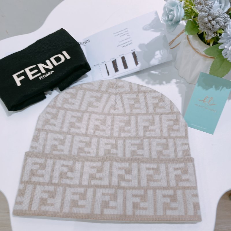 TW4818	Fendi 芬迪經典花紋帽子 Knit Cap Beanie 50Beige/White-8
