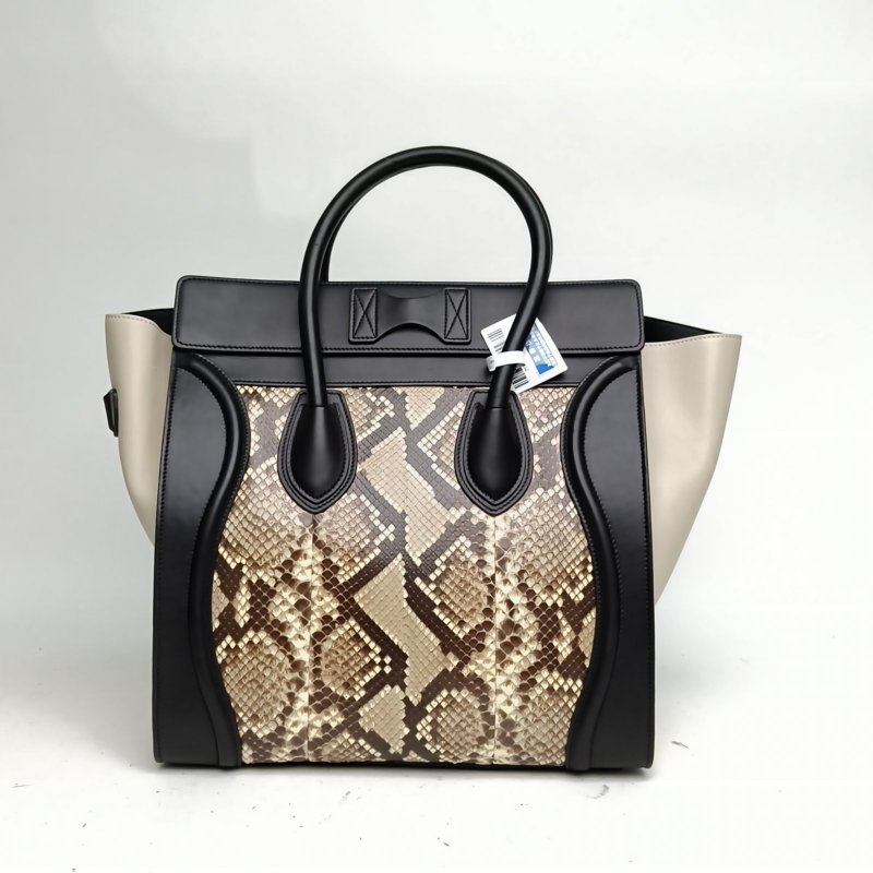 CELINE Luggage笑臉包Mini30拼色牛皮/蛇皮肩背包-2