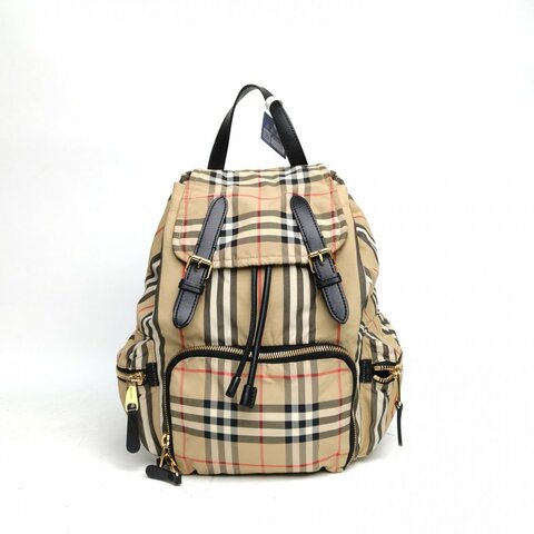 Burberry TheRucksack軍旅雙肩包中號巴寶莉格子尼龍肩背包