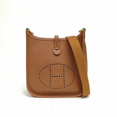 HERMES EvelyneMini16金棕色TC皮U刻金扣肩背包