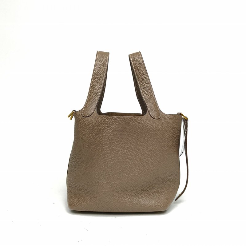 HERMES Picotin18菜籃子18大象灰TC皮Y刻金扣肩背包-1