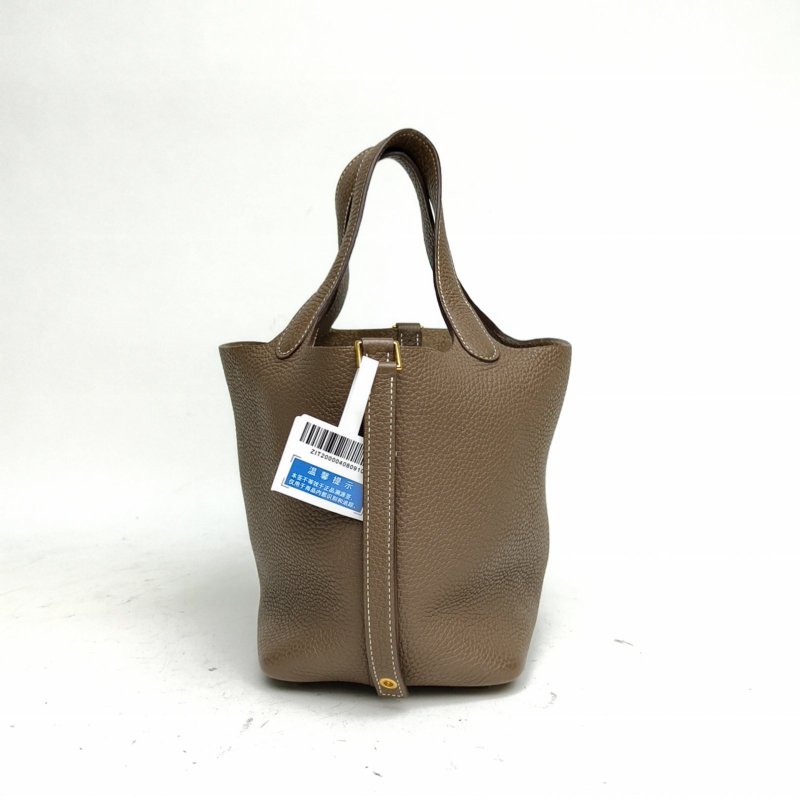 HERMES Picotin18菜籃子18大象灰TC皮Y刻金扣肩背包-2