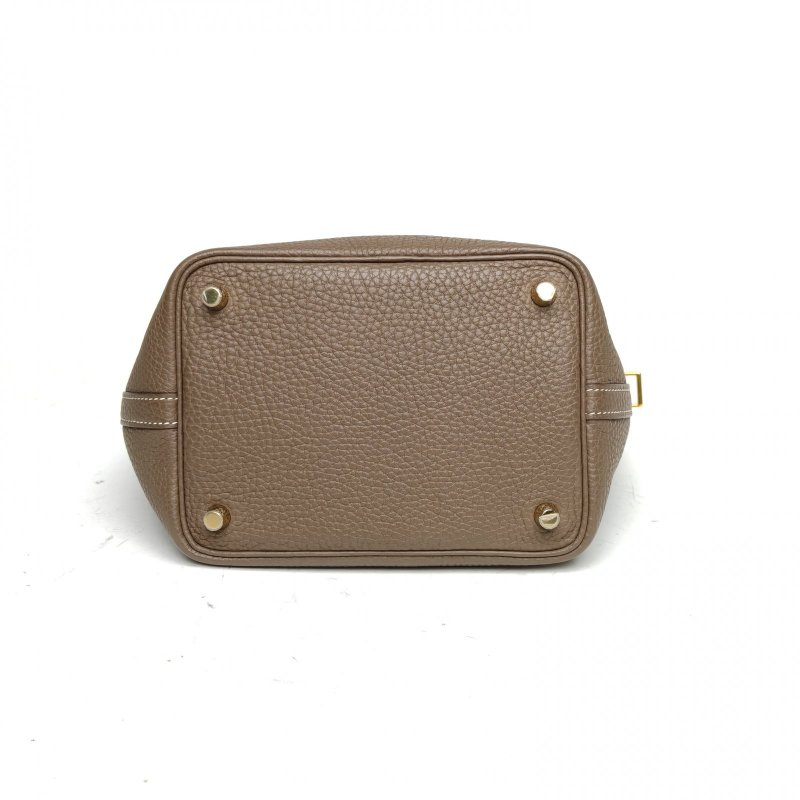 HERMES Picotin18菜籃子18大象灰TC皮Y刻金扣肩背包-4