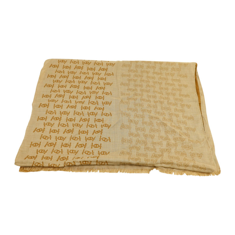 HERMES 羊絨/絲質Maillons Rythmes Scarf 60x180cm絲巾Tabac/Sable-3