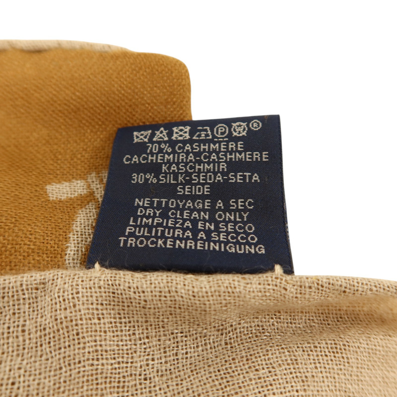 HERMES 羊絨/絲質Maillons Rythmes Scarf 60x180cm絲巾Tabac/Sable-7
