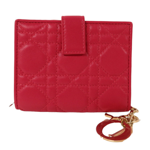 Dior 羊皮皮革Lady Dior Wallet金扣錢包