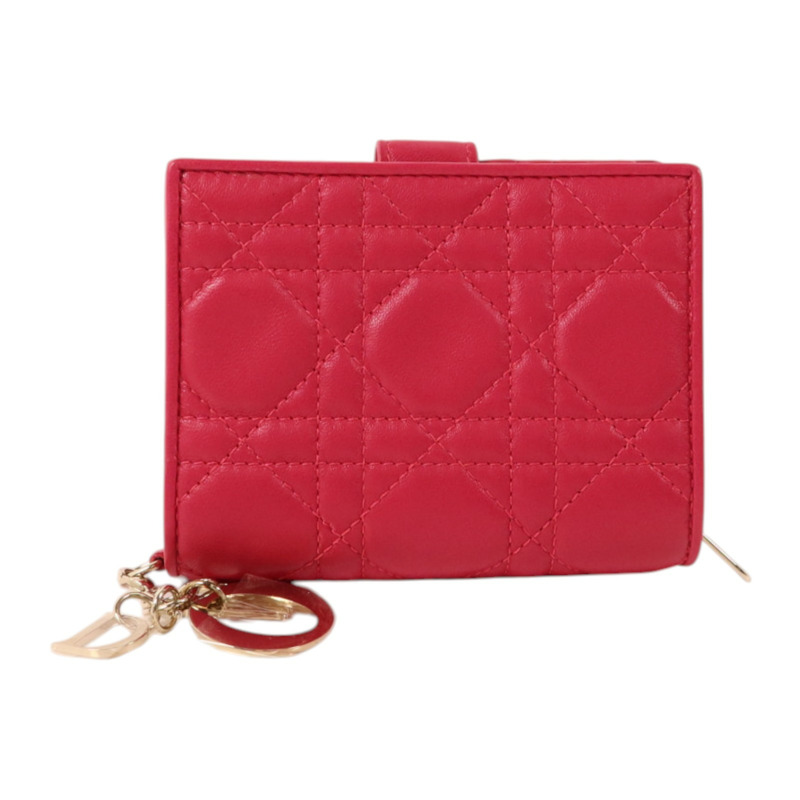 Dior 羊皮皮革Lady Dior Wallet金扣錢包-1