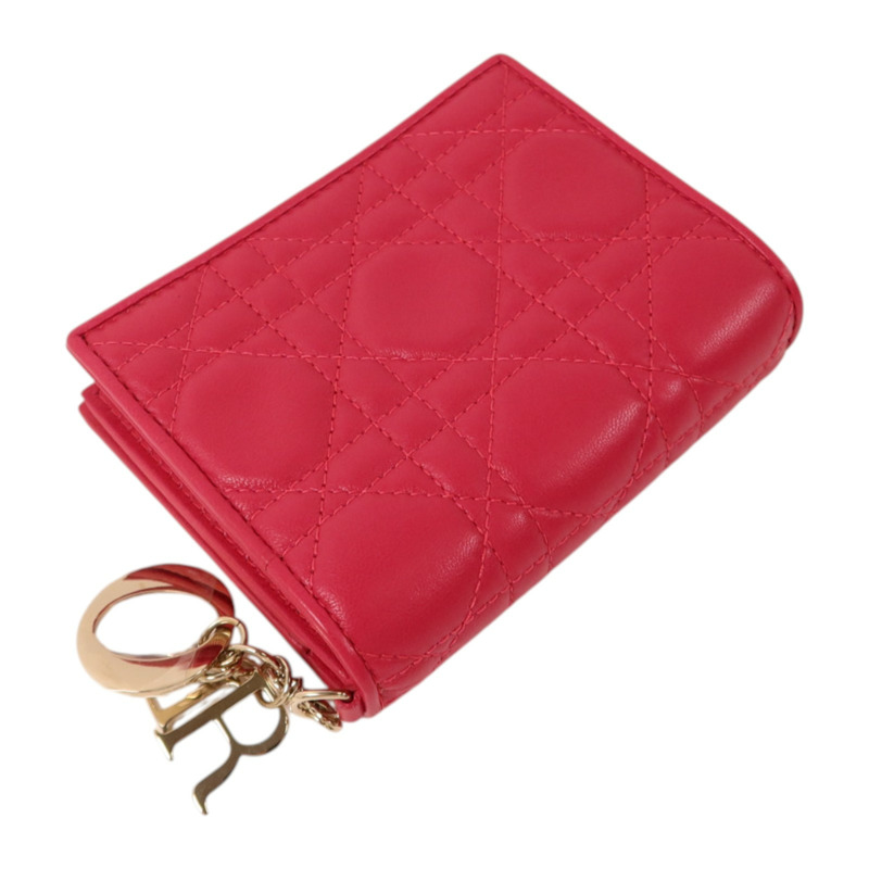 Dior 羊皮皮革Lady Dior Wallet金扣錢包-3