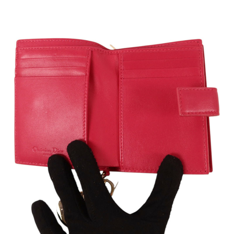 Dior 羊皮皮革Lady Dior Wallet金扣錢包-5
