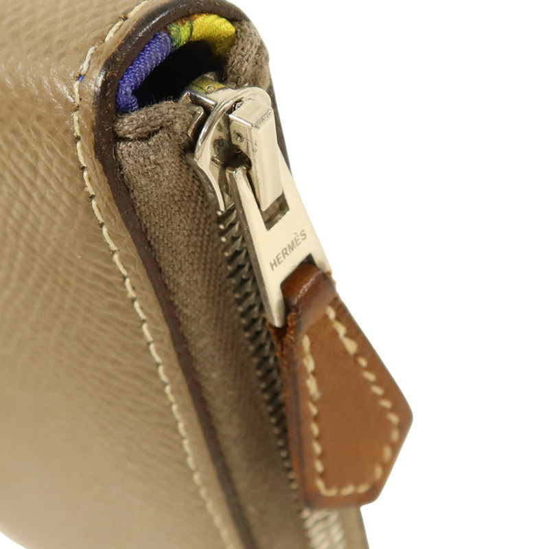 HERMES Epsom皮革Silk in Azap Long Wallet銀扣長錢包Etoupe-9