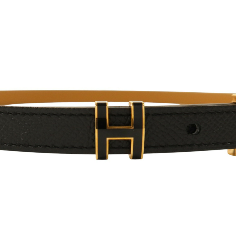 HERMES Epsom皮革POP H Belt金扣皮帶Noir-2