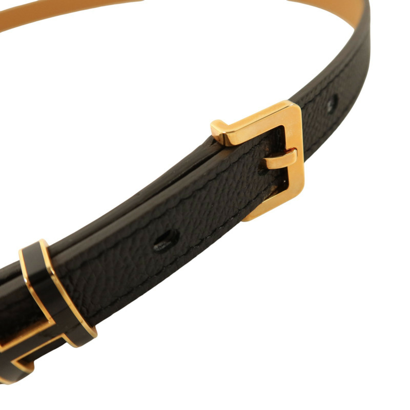 HERMES Epsom皮革POP H Belt金扣皮帶Noir-5