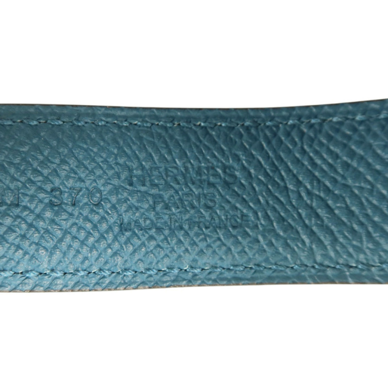 HERMES Epsom皮革/Swift皮革Reversible H Belt銀扣皮帶-3