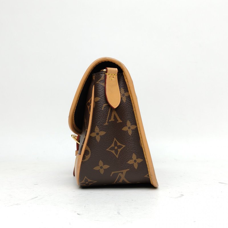 LOUIS VUITTON Diane法棍包24可拆卸黑紫寬肩帶老花PVC晶片肩背包-1