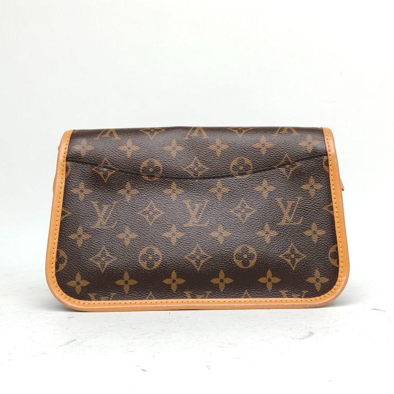 LOUIS VUITTON Diane法棍包24可拆卸黑紫寬肩帶老花PVC晶片肩背包-2