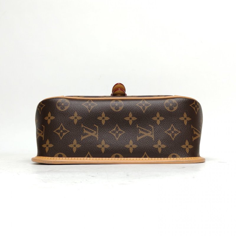 LOUIS VUITTON Diane法棍包24可拆卸黑紫寬肩帶老花PVC晶片肩背包-4