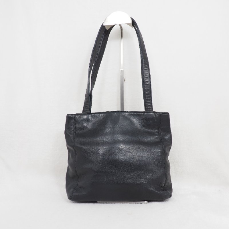 Chanel Vintage Coco Mark Tote Bag 黑色全皮小托特包-1