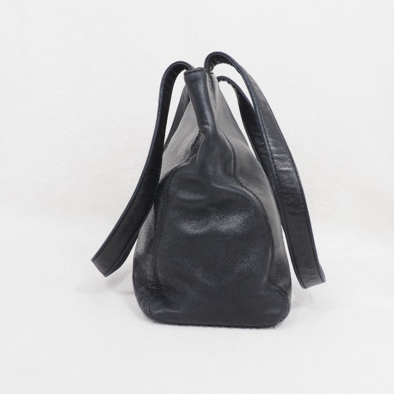 Chanel Vintage Coco Mark Tote Bag 黑色全皮小托特包-3