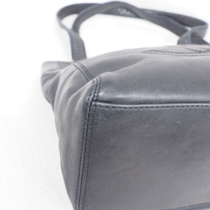 Chanel Vintage Coco Mark Tote Bag 黑色全皮小托特包-6