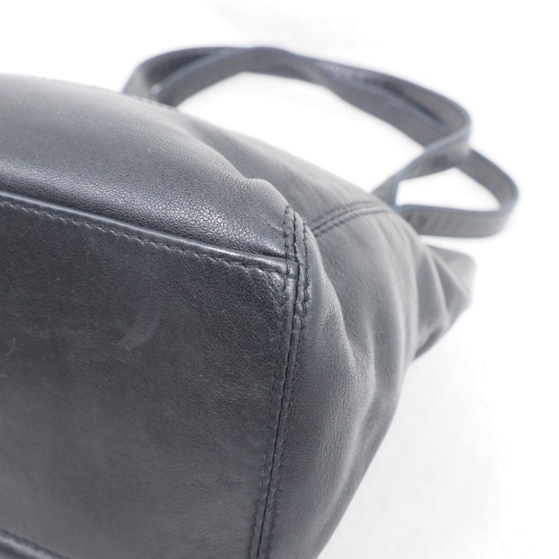 Chanel Vintage Coco Mark Tote Bag 黑色全皮小托特包-7