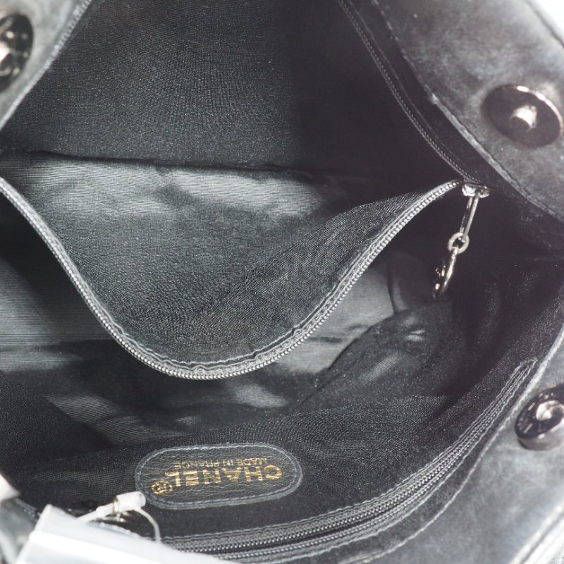 Chanel Vintage Coco Mark Tote Bag 黑色全皮小托特包-10