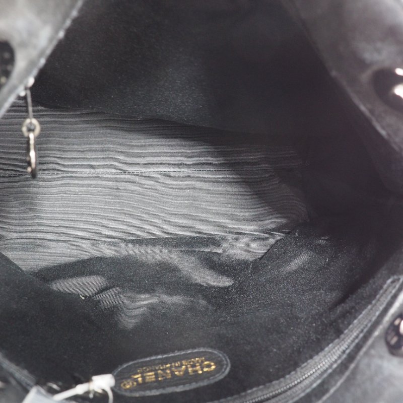 Chanel Vintage Coco Mark Tote Bag 黑色全皮小托特包-11