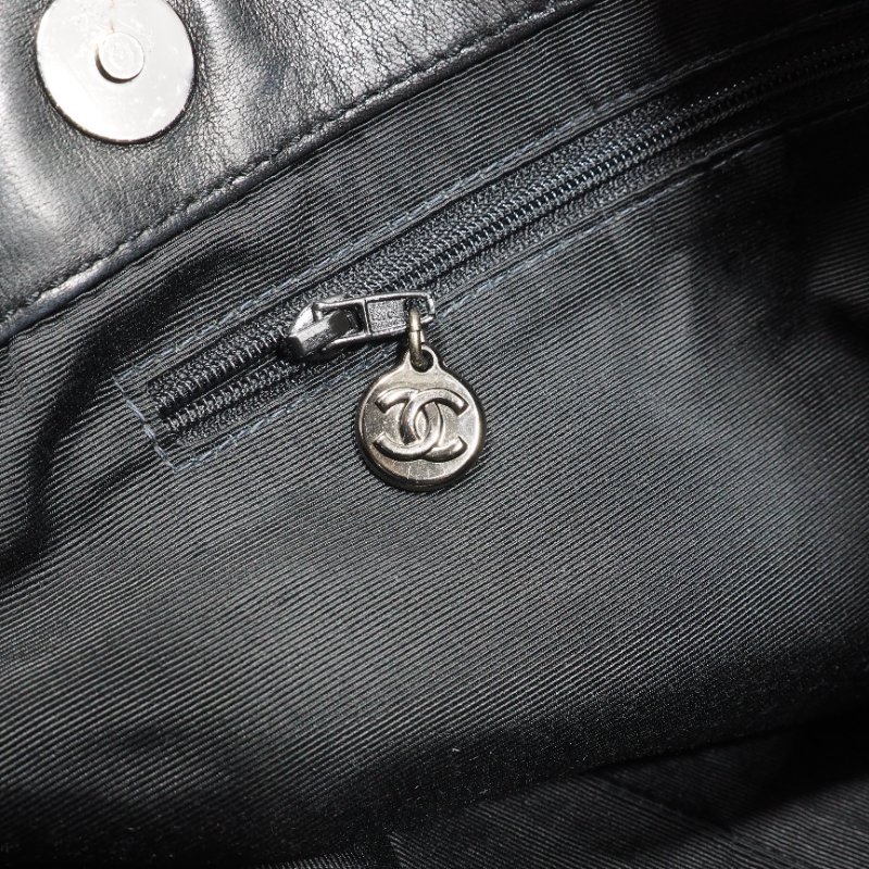 Chanel Vintage Coco Mark Tote Bag 黑色全皮小托特包-12