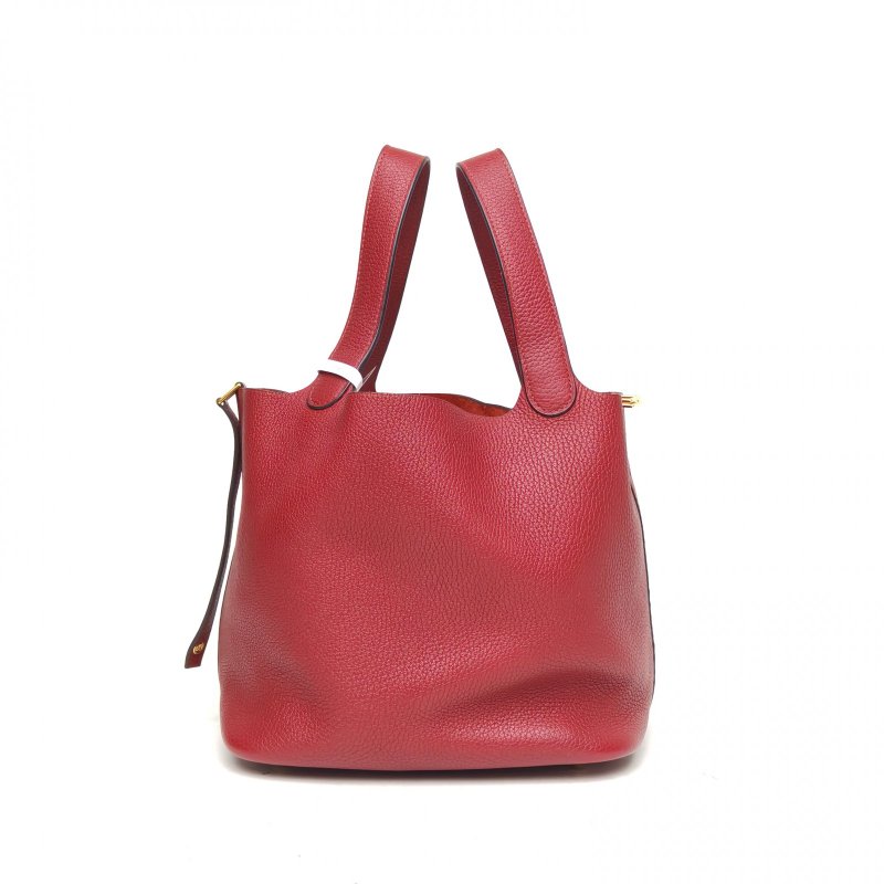 HERMES Picotin22菜籃子石榴紅TC皮Y刻金扣肩背包-3