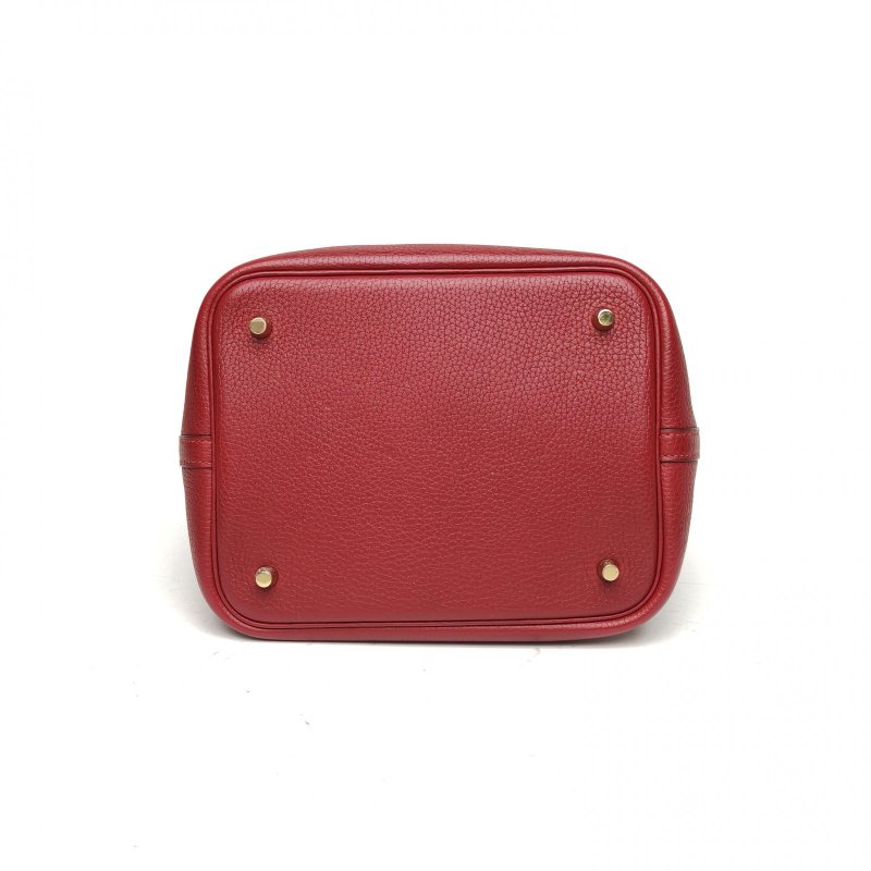 HERMES Picotin22菜籃子石榴紅TC皮Y刻金扣肩背包-4