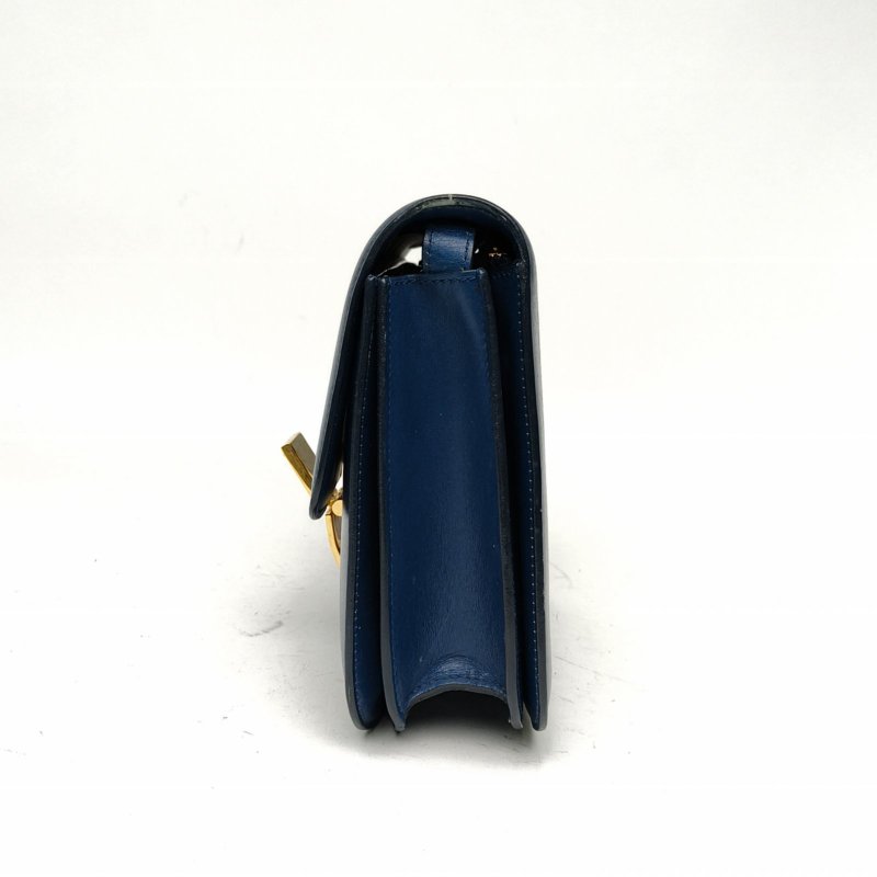 CELINE ClassicBox中號藍色牛皮金扣肩背包-1