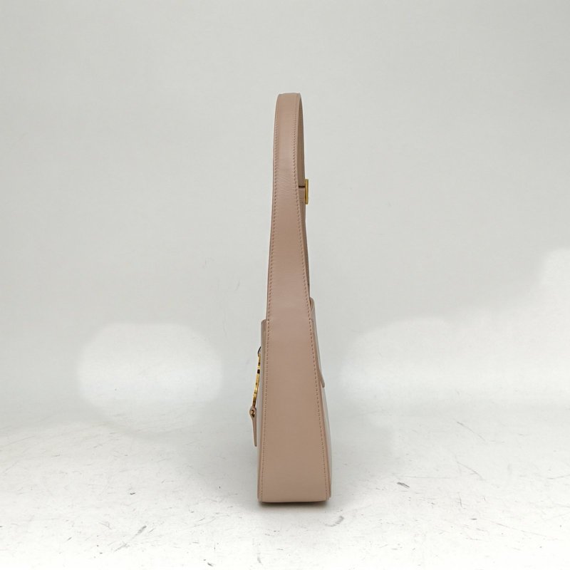 SAINT LAURENT LE5À7腋下包小號23灰粉色牛皮金扣肩背包-1