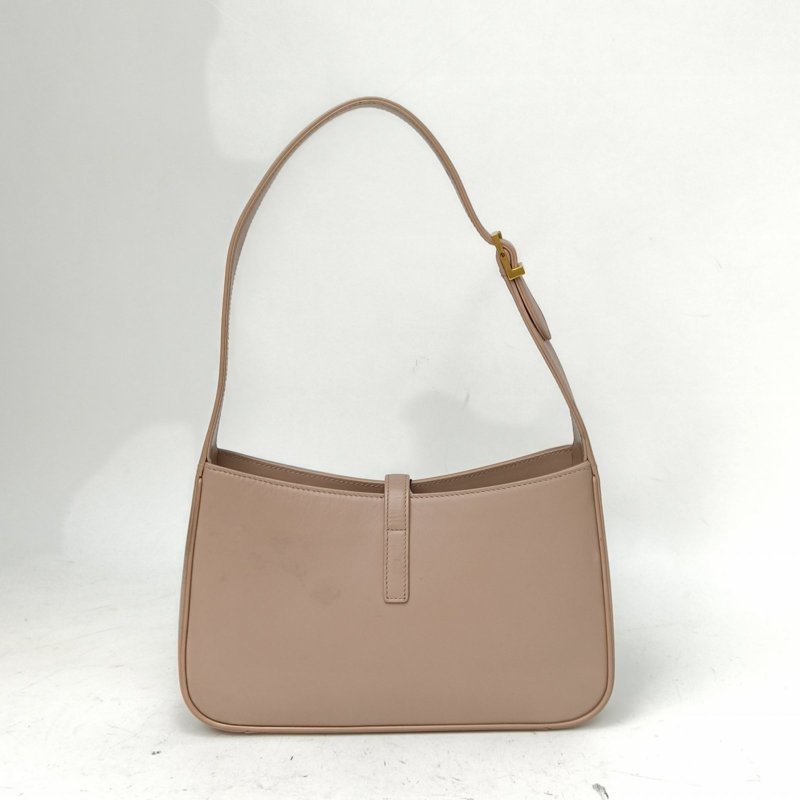 SAINT LAURENT LE5À7腋下包小號23灰粉色牛皮金扣肩背包-2