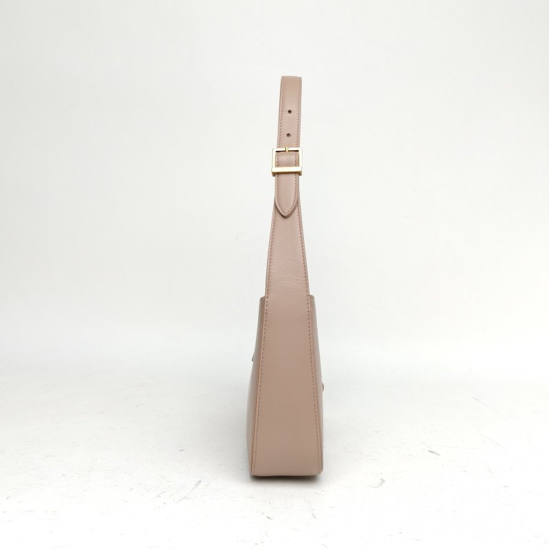 SAINT LAURENT LE5À7腋下包小號23灰粉色牛皮金扣肩背包-3