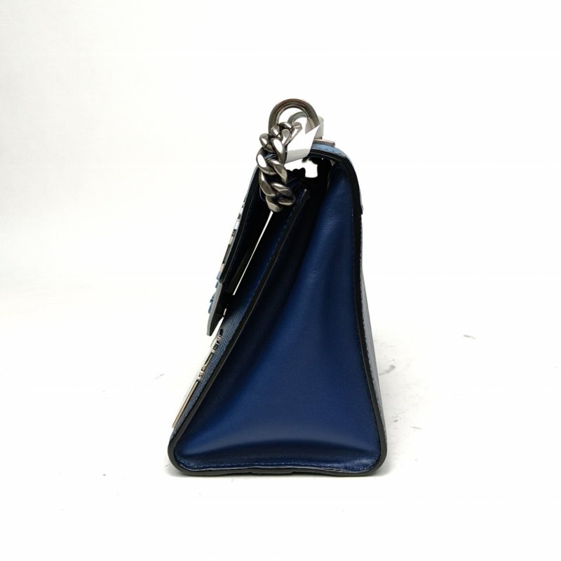 PRADA 藍色牛皮銀扣機器人徽章單肩包肩背包-1