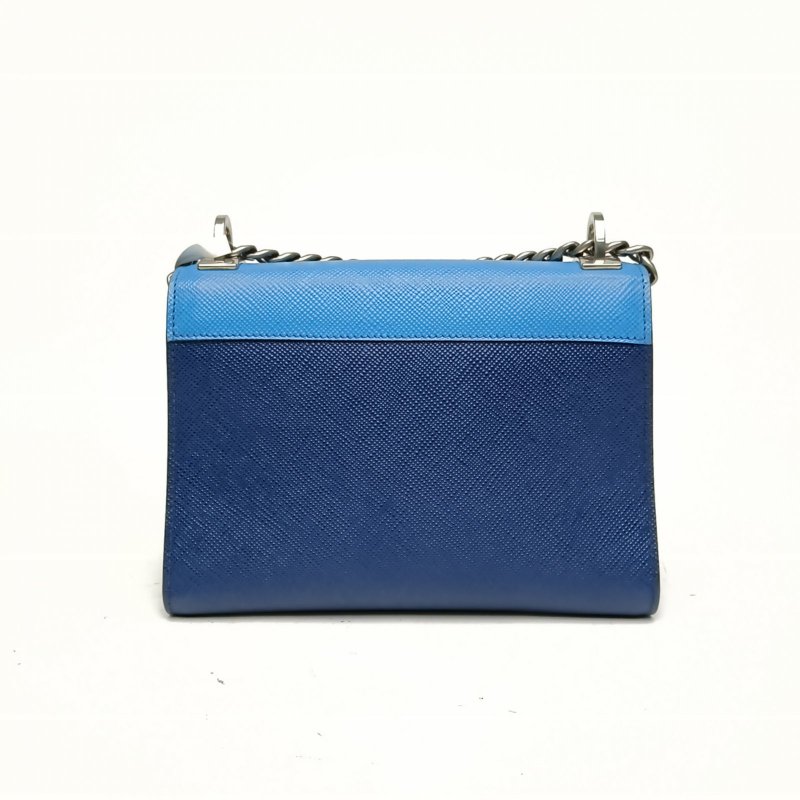 PRADA 藍色牛皮銀扣機器人徽章單肩包肩背包-2