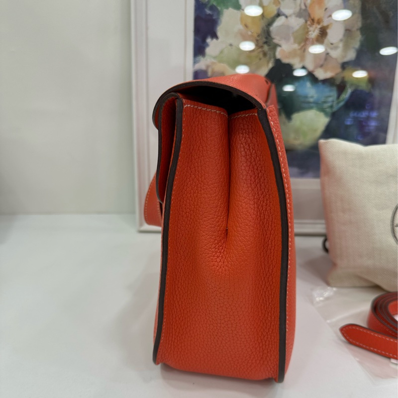 Hermes 愛馬仕 Halzan 31 T刻 罌粟橙 銀扣 TC皮 有購證-3