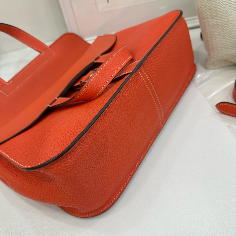 Hermes 愛馬仕 Halzan 31 T刻 罌粟橙 銀扣 TC皮 有購證-4