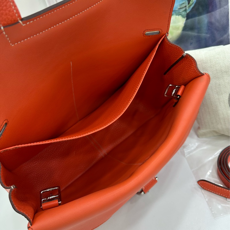 Hermes 愛馬仕 Halzan 31 T刻 罌粟橙 銀扣 TC皮 有購證-6