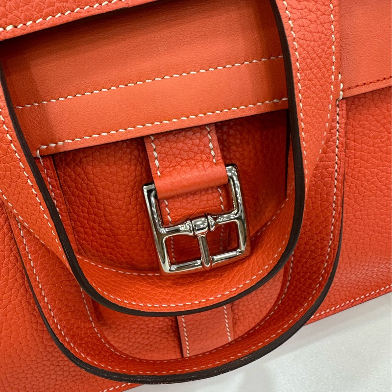 Hermes 愛馬仕 Halzan 31 T刻 罌粟橙 銀扣 TC皮 有購證-7