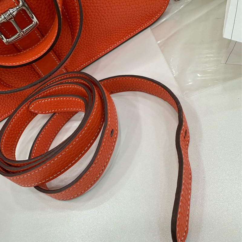 Hermes 愛馬仕 Halzan 31 T刻 罌粟橙 銀扣 TC皮 有購證-8