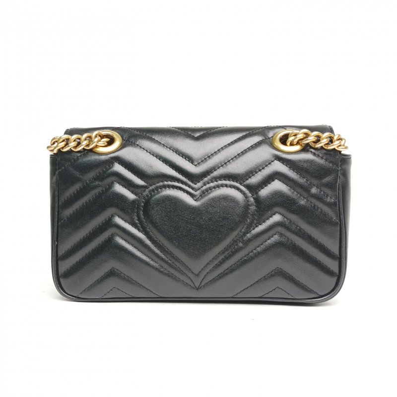 GUCCI GGMarmont肩背包Mini22黑色牛皮金扣肩背包-2