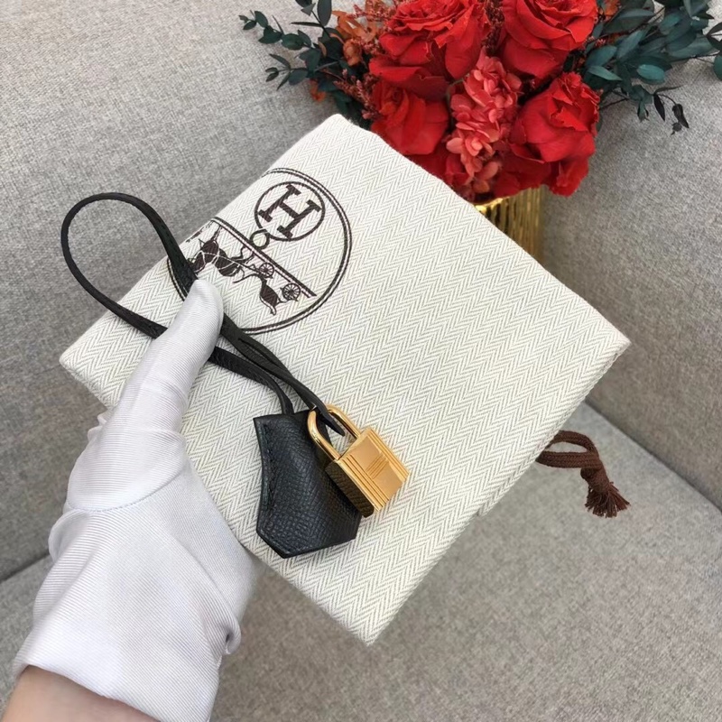 Hermes愛馬仕birkin35黑色Epsom皮金扣X刻-7