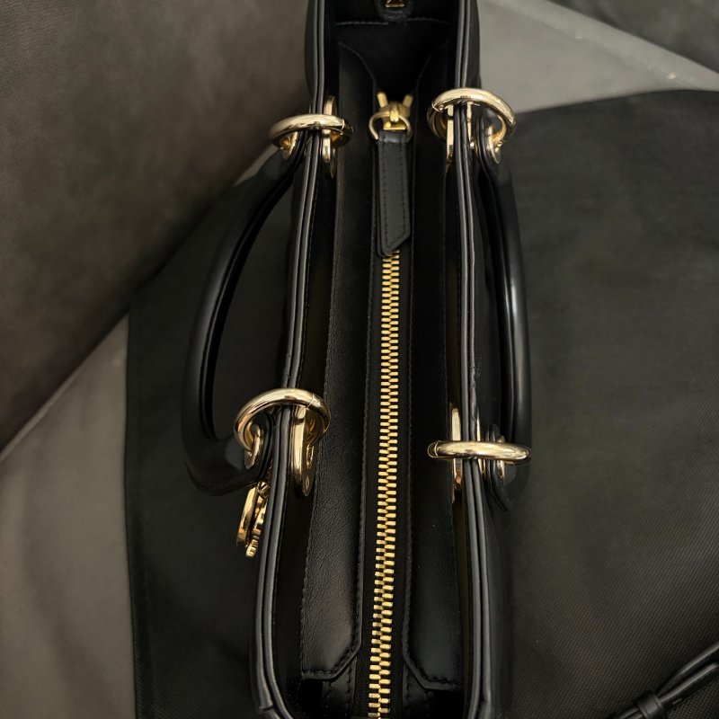 Dior 新款LadyD-sire中號黛妃包 黑金 羊皮30*21*8  99新配件肩帶 塵袋-5