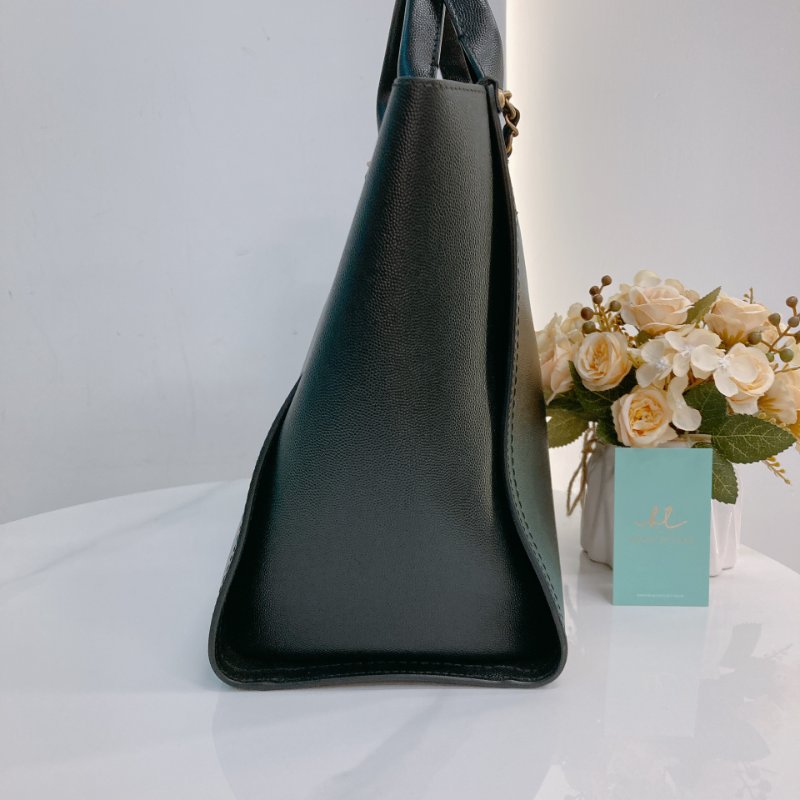 MS0683 Chanel 香奈兒 沙灘袋 購物包 小號 牛皮 黑色 釘子 金扣 Deauville Studded Shopping Bag Small Calfskin Black x GHW-3