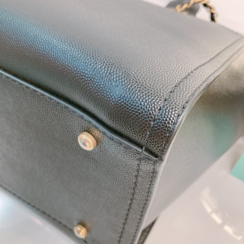 MS0683 Chanel 香奈兒 沙灘袋 購物包 小號 牛皮 黑色 釘子 金扣 Deauville Studded Shopping Bag Small Calfskin Black x GHW-8