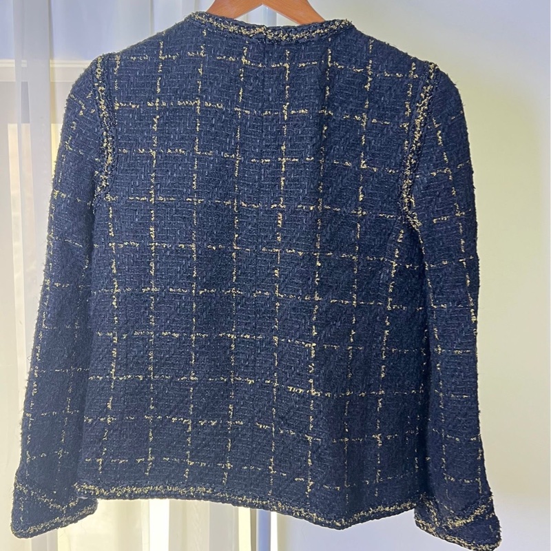 Chanel香奈兒椅子系列黑金細格紋外套 38碼-1