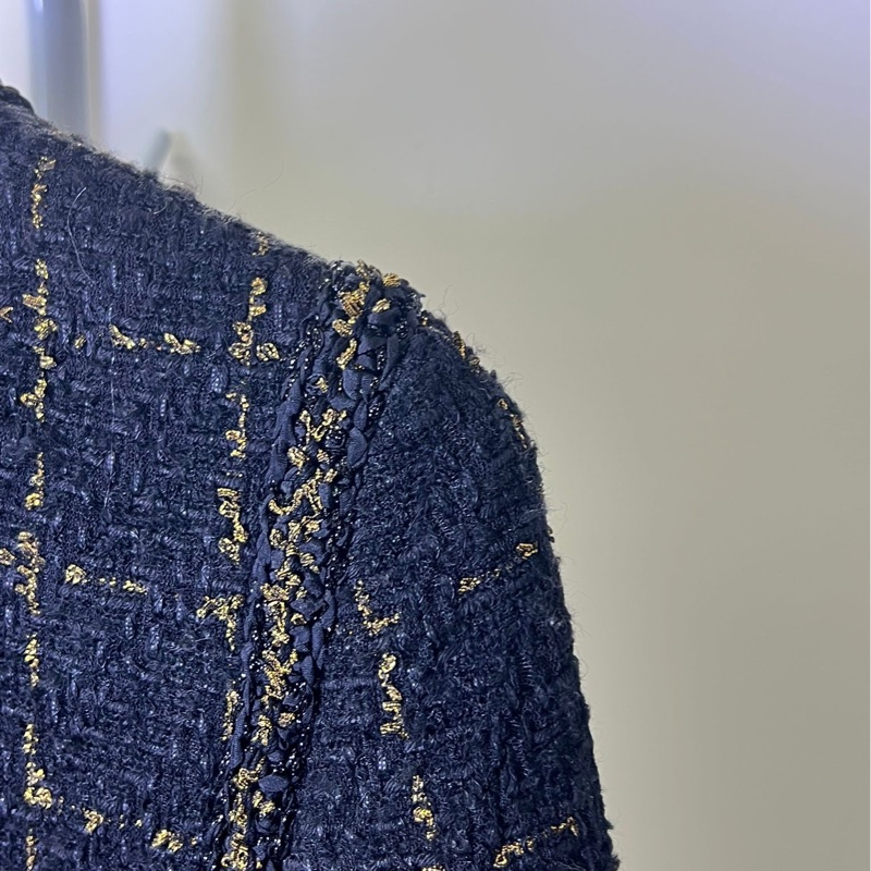 Chanel香奈兒椅子系列黑金細格紋外套 38碼-2